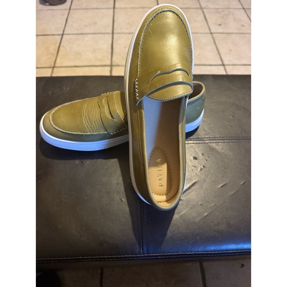 Portland Leather Goods Patina Boardwalk Glacier Green Penny Loafers Sz 10 SlipOn